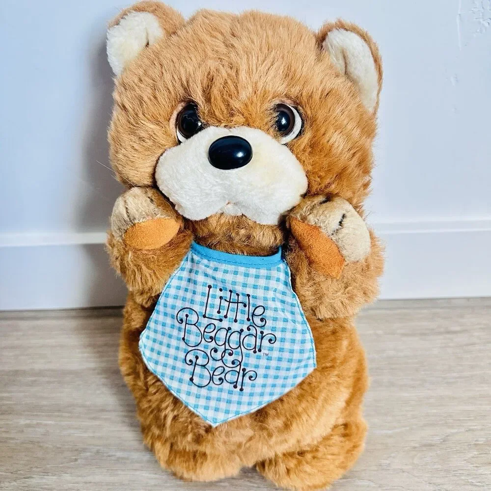 Vintage Little Beggar Bear Bib 1984 Applause Plush Stuffed Animal 12
